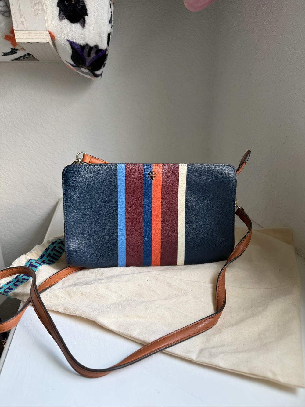 Tory Burch Kerrington Wallet Crossbody Navy